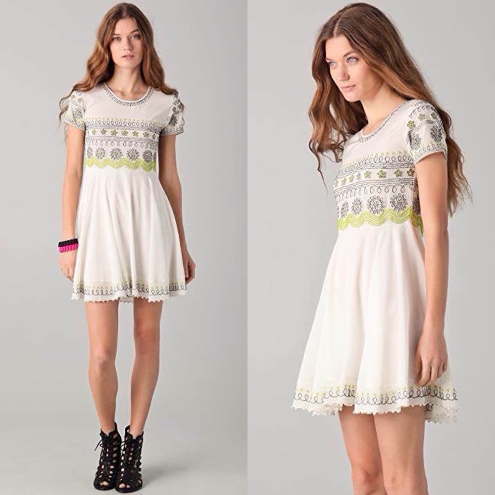 Opening Ceremony Cream Embroidered Silk Dress 2